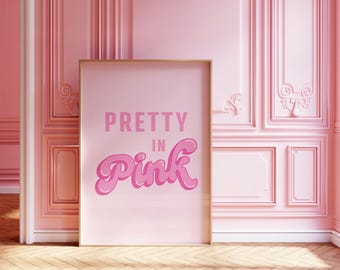 Pretty in Pink Trendy Poster – Digital Download – | Funky Dorm Decor | Retro Wall Art | Aesthetic Girly Pink Print | Preppy Y2k Room Decor