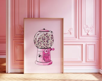 Pink Retro Halloween Print | Digital Download | Funky Dorm Decor | Halloween Printable Wall Art | Halloween Poster | Girly Halloween Gift