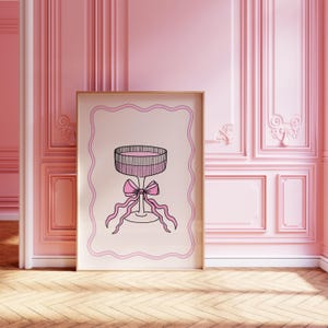 Różowy Koktajl Koktajlowy Modny Bar Cart Plakat – Pobieranie Cyfrowe – | Plakat Koktajlowy | Wystrój Preppy Bar Cart | Dziewczęca Estetyczna Sztuka Bar Cart