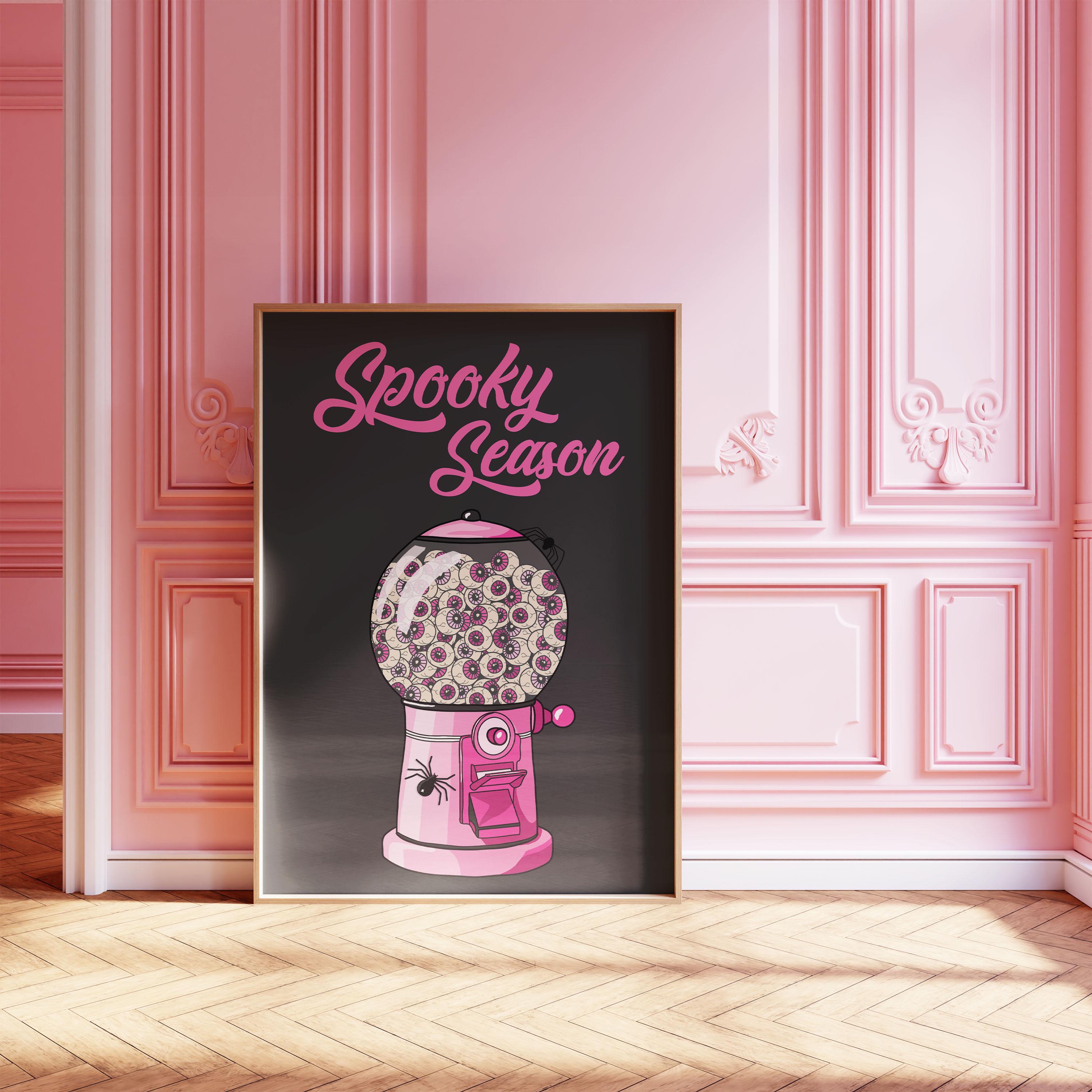 Pink Retro Halloween Print | Digital Download | Funky Dorm Decor | Halloween Printable Wall Art | Halloween Poster | Girly Halloween Gift