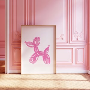 Balloon Dog Pink Trendy Poster – Digital Download – | Dorm Decor | Aesthetic Girly Pink Print | Preppy Y2k Poster | Retro Wall Art