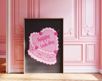 Happy Lash Day Pink Trendy Poster – Digital Download – | Lash Tech Poster | Salon Suite Wall Art | Lash Artist Beauty Room Decor | Lash Tech