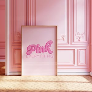 Póster &quot;Todo en rosa&quot; - Descarga digital - Decoración de dormitorio - Arte mural retro - Estampado rosa femenino - Decoración de habitación preppy Y2K