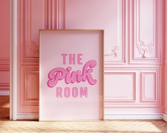 The Pink Room Trendy Poster – Digital Download – | Funky Dorm Decor | Retro Wall Art | Aesthetic Girly Pink Print | Preppy Y2k Room Decor