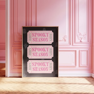 Retro Good Times Halloween Ticket Stub Pink Trendy Poster - Digital Download - | Wohnheim Dekor | Ästhetischer Girly Pinker Druck | Preppy Y2K Poster