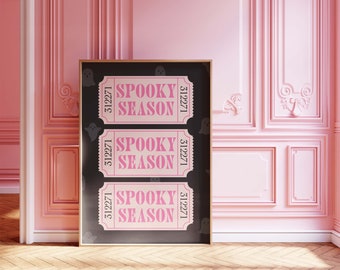 Retro Good Times Halloween Ticket Stub Pink Trendy Poster – Digital Download – | Dorm Decor | Aesthetic Girly Pink Print | Preppy Y2k Poster
