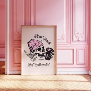 Pink Retro Halloween Print | Digital Download | Funky Dorm Decor | Halloween Printable Wall Art | Halloween Poster | Girly Halloween Gift
