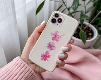 Pink Hibiscus Phone Case | Floral Phone Case | Summer Flowers | Pink Cover iPhone 16 15 14 13 12 SE Max Pro - Samsung Galaxy S24 S23 S22 S21