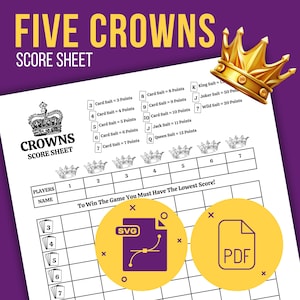 Hoja de puntuación del juego Five Crowns / Plantilla imprimible de Five Crowns / Tarjeta de puntuación de Five Crowns / Libreta de puntuación de Five Crowns / Libreta de puntuación del juego de cartas Five Crowns