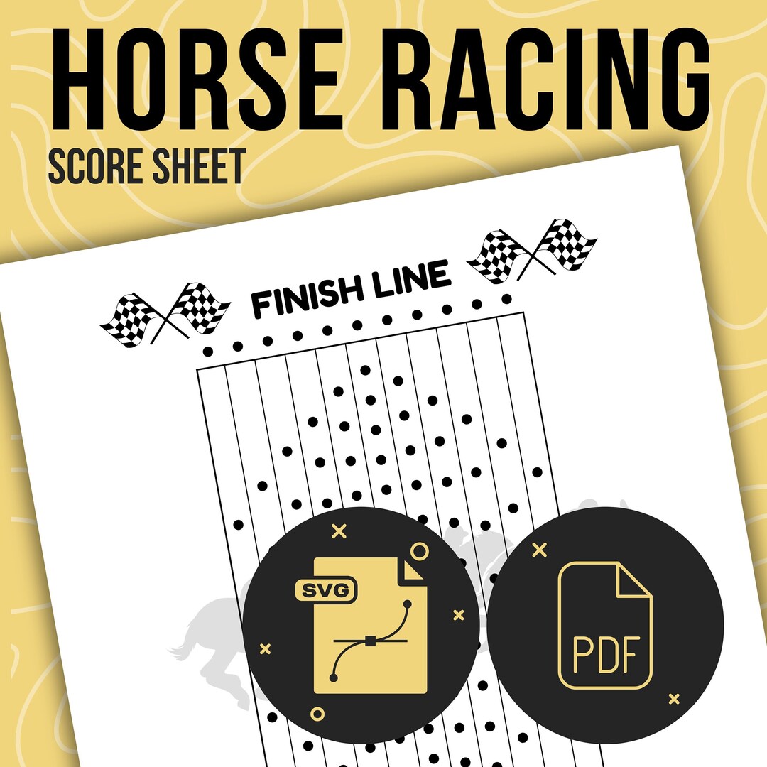 Horse Racing Score Sheet SVG Template Horse Racing Game Score Keeper