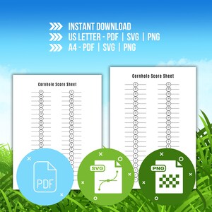 Cornhole Score Sheets | Digital Download Scorecard | Cornhole Template ...