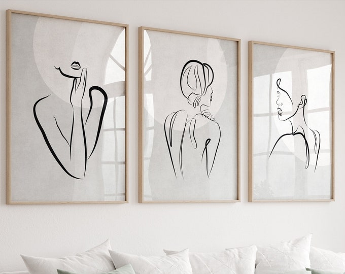 Female Print Poster | Line Women Art | Female Body Art | Set of 3 Woman ...
