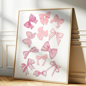 Trendy Pink Bows Wall Art Preppy Poster | Trendy Bows Poster | Girly Wall Art | Digital Download | Coquette Wall Art | Pink Room Wall Decor