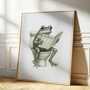 Frog on Toilet | Retro Frog Poster | Bathroom Wall Decor | Digital Download | Frog Art Print | Frog Home Decor