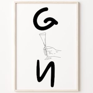 Gin Wall Art | Gin Art | Trendy Wall Art | Cocktail Wall Art | Gin Art Print | Funny Home Wall Art | Bar Cart Wall Art | Gin Lover Gift