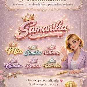 Diseño de Nombre Personalizado, Logo con Nombre, PNG Estético, Descarga Digital, Branding Femenino