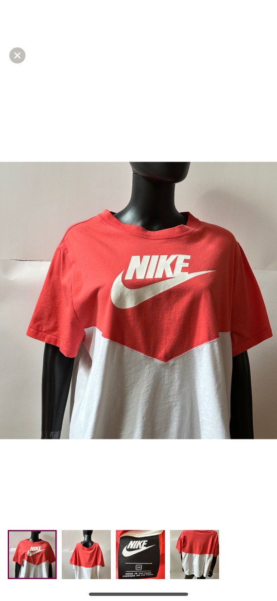 Nike Orange and White Cropped T-Shirt