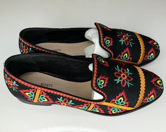 Schutz Embroidered Loafers
