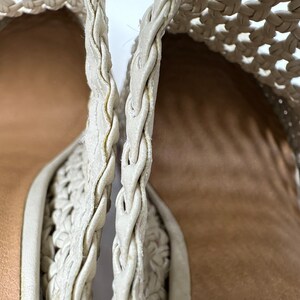 mule sandal 75 white lace fabric beige calfskin