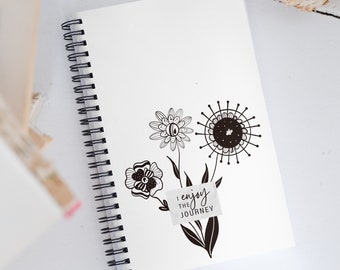 Cuaderno Espiral con Flores y Afirmación Positiva I Bullet Journal I Cuaderno Positivo