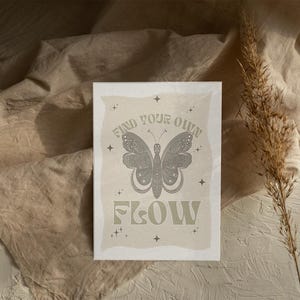 Trouvez votre propre carte postale standard Flow avec papillon, carte de vœux rétro pour les amoureux de la nature
