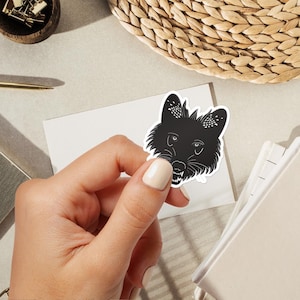 Adesivo in vinile lupo, adesivo animale scandinavo bianco nero, decalcomania testa di lupo, regalo amante degli animali selvatici, adesivo lupo