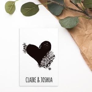 Cartão postal padrão personalizado "AMOR" com motivo de coração I impressão artística de coração Cartão de amor