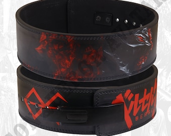 Berserk Anime Leather Lever Belt – Premium Powerlifting & Weightlifting Gym Belt, Berserk-Inspired Anime Leather Fitness Lever Belt