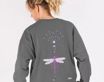 Dragonfly Oversized Sweatshirt, Spiritual Tröja i ekologisk bomull