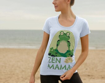 Zen Mama - Geschenk zum Muttertag - Damen T-Shirt mit U-Ausschnitt aus zertifizierter Bio-Baumwolle