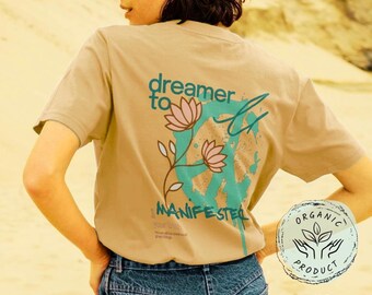 Dreamer to Manifest Boho T-shirt | Spirituell grafisk T-shirt | Miljövänlig ekologisk T-shirt | Medvetet Livsstil | Bohot Baksida