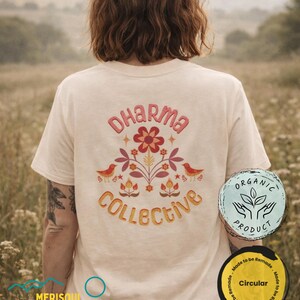 Maglietta biologica Dharma Collective / Maglietta spirituale sulla natura / Grafica boho ecologica / Maglietta da surf yoga ispirata alla Scandinavia / Regalo sostenibile