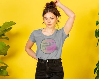 Sunset Vibes Dharma Chameleon - Damen T-Shirt mit rundem Halsausschnitt - zertifizierte Bio-Baumwolle