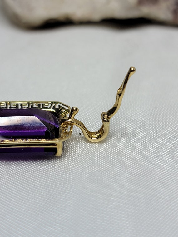 Estate 14k Yellow Gold Large Amethyst Pendant - image 6