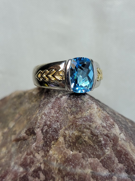 Lorenzo sterling silver and 18k yellow gold blue t