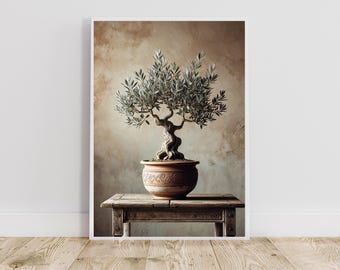 Olive Bonsai tree Wall Art Print | For a zen botanic Azian Decor | perfect Olea poster for your interior, meditation room or Yoga studio