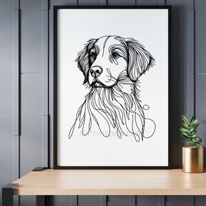Impresión de arte lineal de perro de Bretaña imprimible | descarga instantánea | línea fina | Minimalista | Contemporáneo | Decoración | obra de arte | Arte lineal