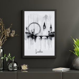 Cartaz de Londres em 3 cores | download instantâneo | Minimalista | Contemporâneo | Decoração | obra de arte | aquarela | cores terrosas | impressão da cidade