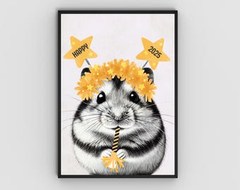 Creative Printable NYE Party Poster | Instant Download | In 5 different sizes | Funny animal New Year’s Eve celebration decor