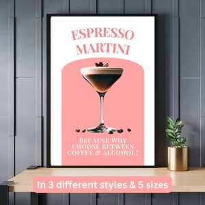 Espresso Martini vintage poster | instant download | Esma kitchen quote | retro print | studentenhuis decoratie | havermelk elite quote
