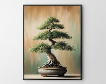 Chinese Banyan Bonsai tree Wall Art Print | For a zen botanic Azian Decor | perfect poster for your interior, meditation room or Yoga studio