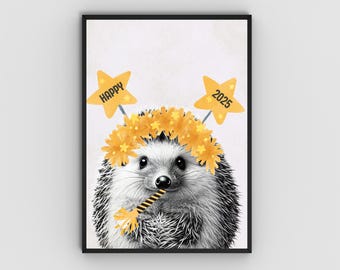 Creative Printable NYE Party Poster | Instant Download | In 5 different sizes | Funny animal New Year’s Eve celebration decor
