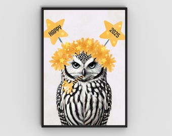 Creative Printable NYE Party Poster | Instant Download | In 5 different sizes | Funny animal New Year’s Eve celebration decor