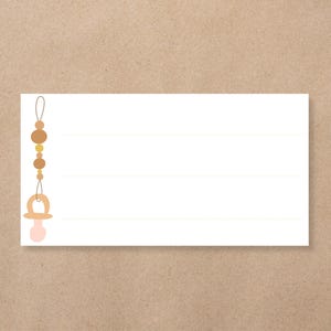 24x adresstickers voor geboortekaartjes envelop | beige bruine sticker met baby fopspeen | leuke rechthoekige adres etiketten van 7x3.7 cm