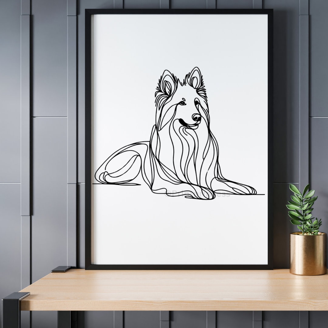 Shephard Model Line Shepherd Dog Line Art Print Printable | Instant Download | Fine Lines ...