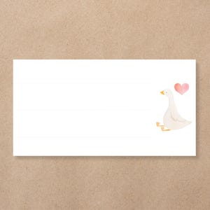 24x adresstickers voor geboortekaartjes envelop | boerderij gans met hartje| schattige rechthoekige baby girl adres etiketten van 7x3.7 cm