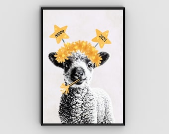 Creative Printable NYE Party Poster | Instant Download | In 5 different sizes | Funny animal New Year’s Eve celebration decor