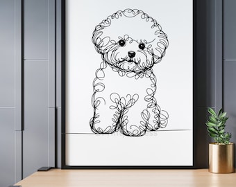 Bichon Frize dog Line art print printable | instant download | elegant | fine line | Minimalist | Contemporary | Decor | work of art | Lineart