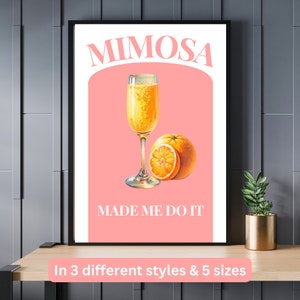 Mimosa quote vintage poster | instant download | bottomless brunch kitchen quote | studentenhuis decoratie | cheers | Sunday morning