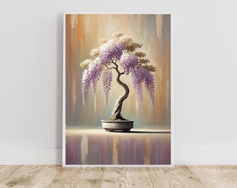 Wisteria Bonsai tree Wall Art Poster | For a zen botanic Azian Decor | perfect print for your interior, meditation room or Yoga studio